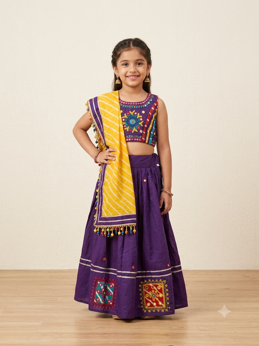 Kids Designer Lehenga Choli with Banarasi Dupatta | Elegant Indian Ethnic Wear