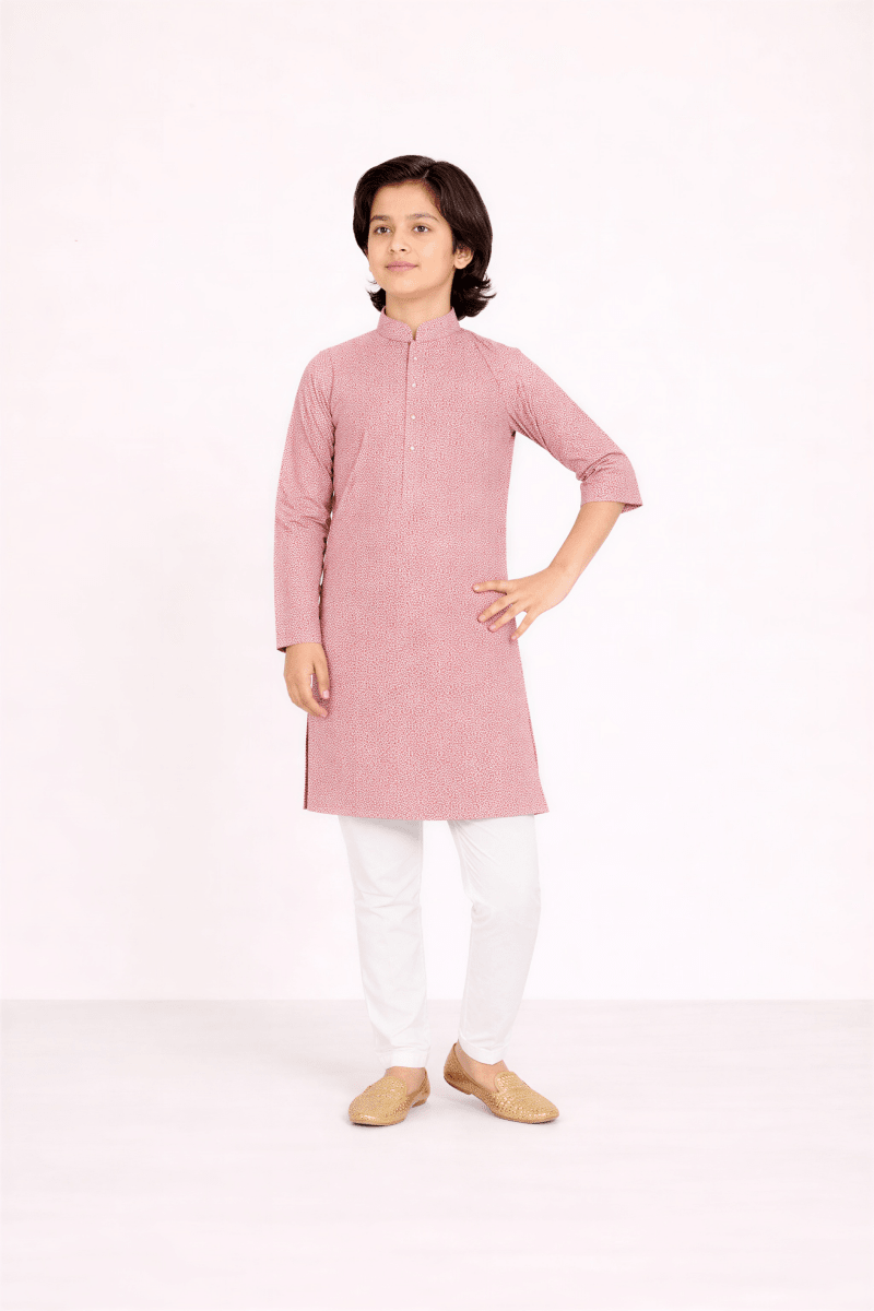 Boys' Dusty Rose Paisley Kurta Set - nemi kids wear