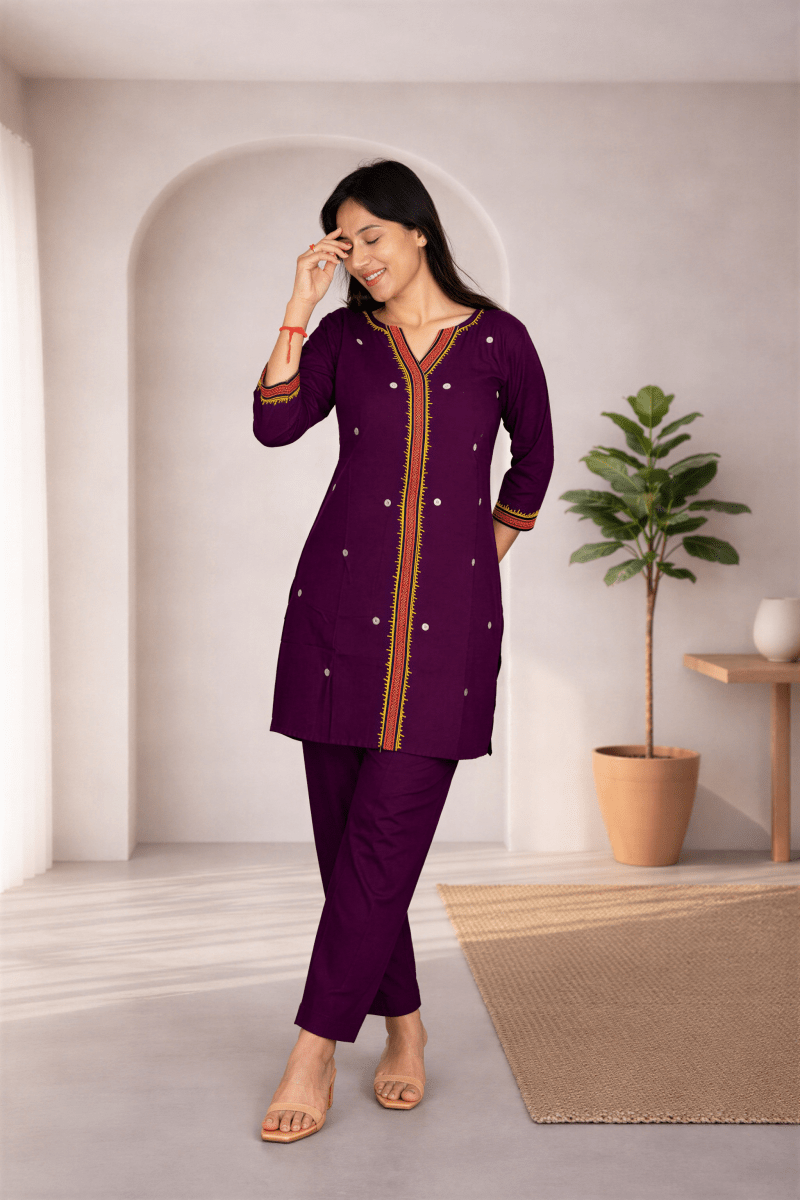 The Crimson Flora Appliqué Set - nemi kids wear