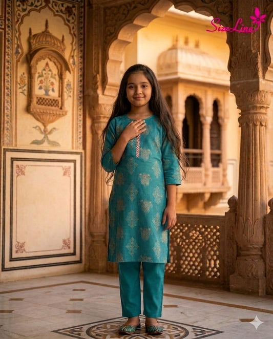 Premium Rama Green Kurti for Girls | Traditional Indian Festive Wear