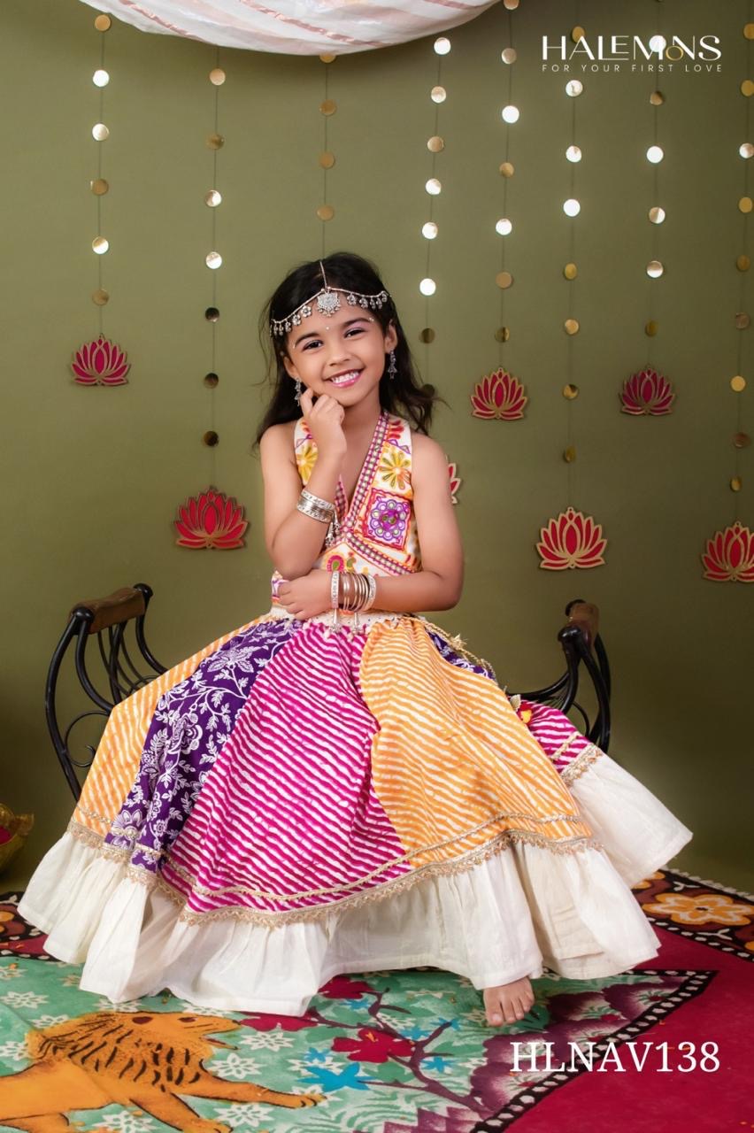 Girls Multicolor Patchwork Embroidered V-Neck Choli