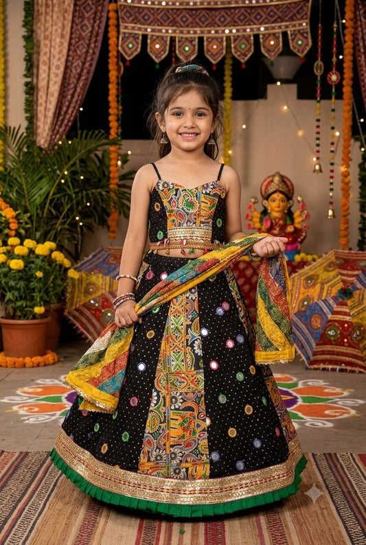 Premium Kids Ethnic Wear | Girls Silk Lehenga Choli with Banarasi Dupatta