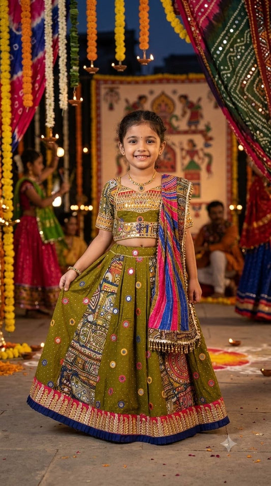 Girls Premium Wedding Lehenga Choli Set | Banarasi Dupatta & Festive Ethnic Wear