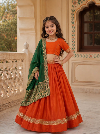 Kids Silk Lehenga Choli Set with Banarasi Dupatta | Premium Festive, Wedding & Party Wear