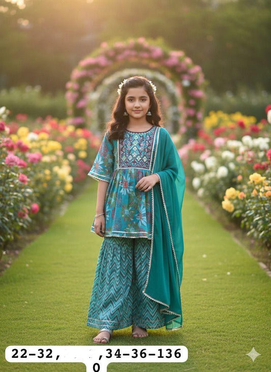Girls Green Party Wear Kurti | Perfect for Navratri, Diwali & Wedding Functions