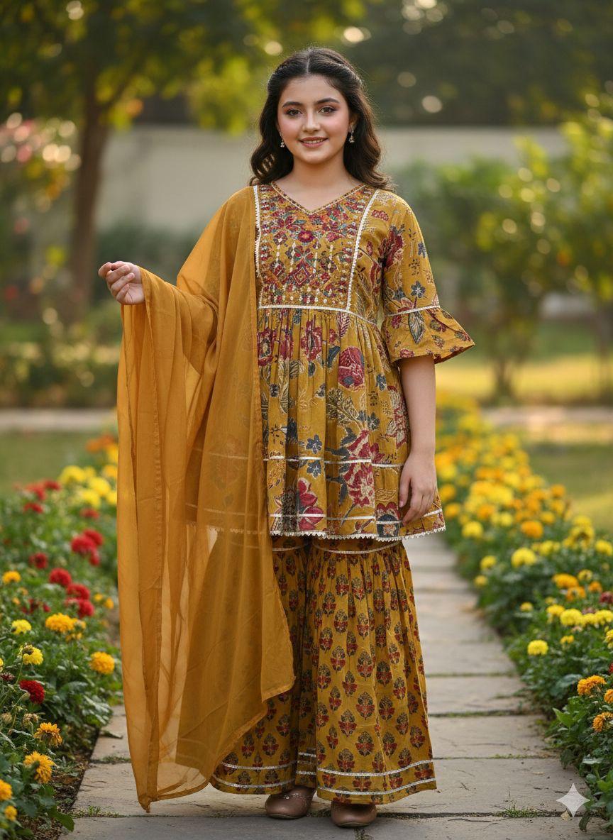 Designer Mustard Kurti for Girls | Festive, Wedding & Celebration Wear