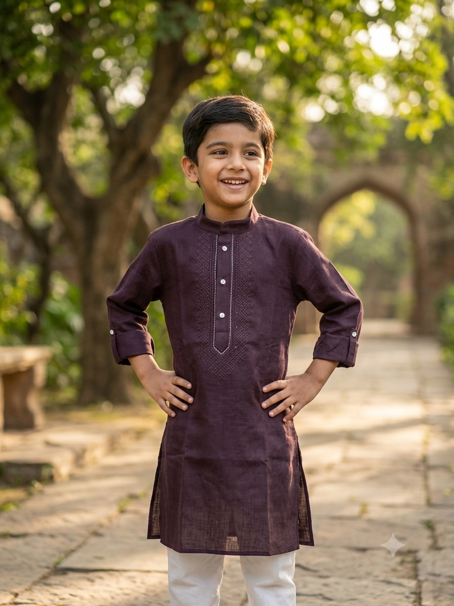 Royal Heritage Plum Boys Kurta I Wedding Special