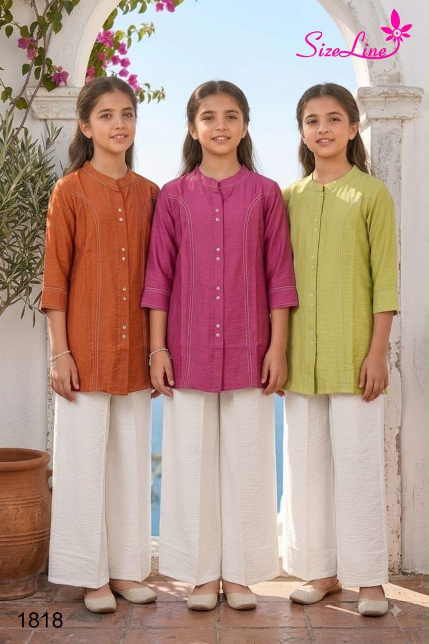 Girls Short Tunic Kurti with Wide-Leg Palazzo Pant Set