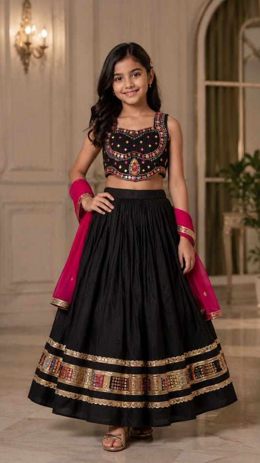 Traditional Kids Mirror & Embroidery Work Lehenga Choli