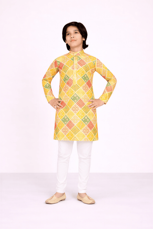 Boys’ Multi - Color Bandhani Print Kurta Set - nemi kids wear