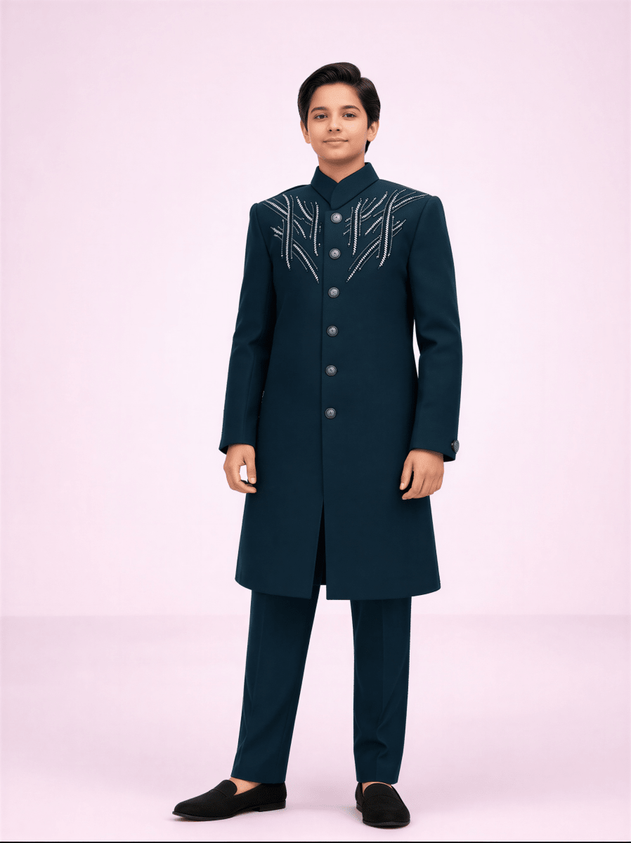 Emerald Glint Indo - Western Bandhgala - nemi kids wear