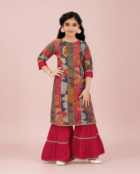 Floral Fusion Tiered Sharara Set - nemi kids wear