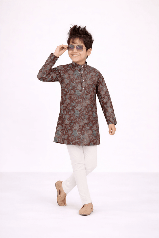 Floral Heritage Boys' Kurta Set - nemi kids wear