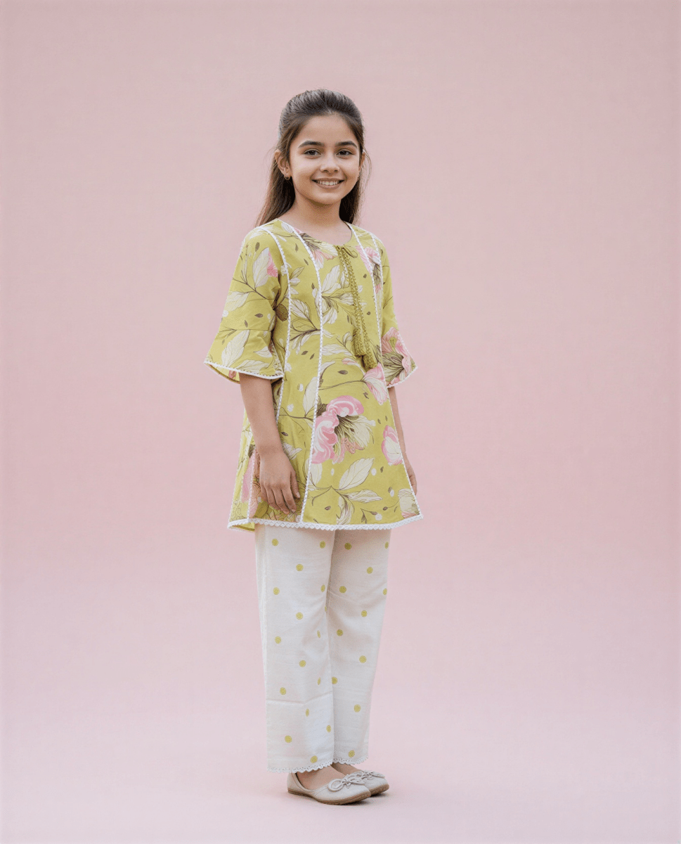 Lime Blossom Tassel Tunic - nemi kids wear