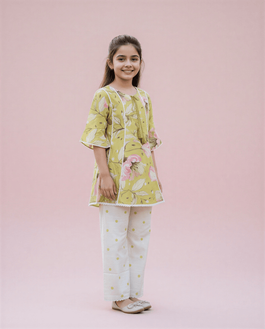 Lime Blossom Tassel Tunic - nemi kids wear