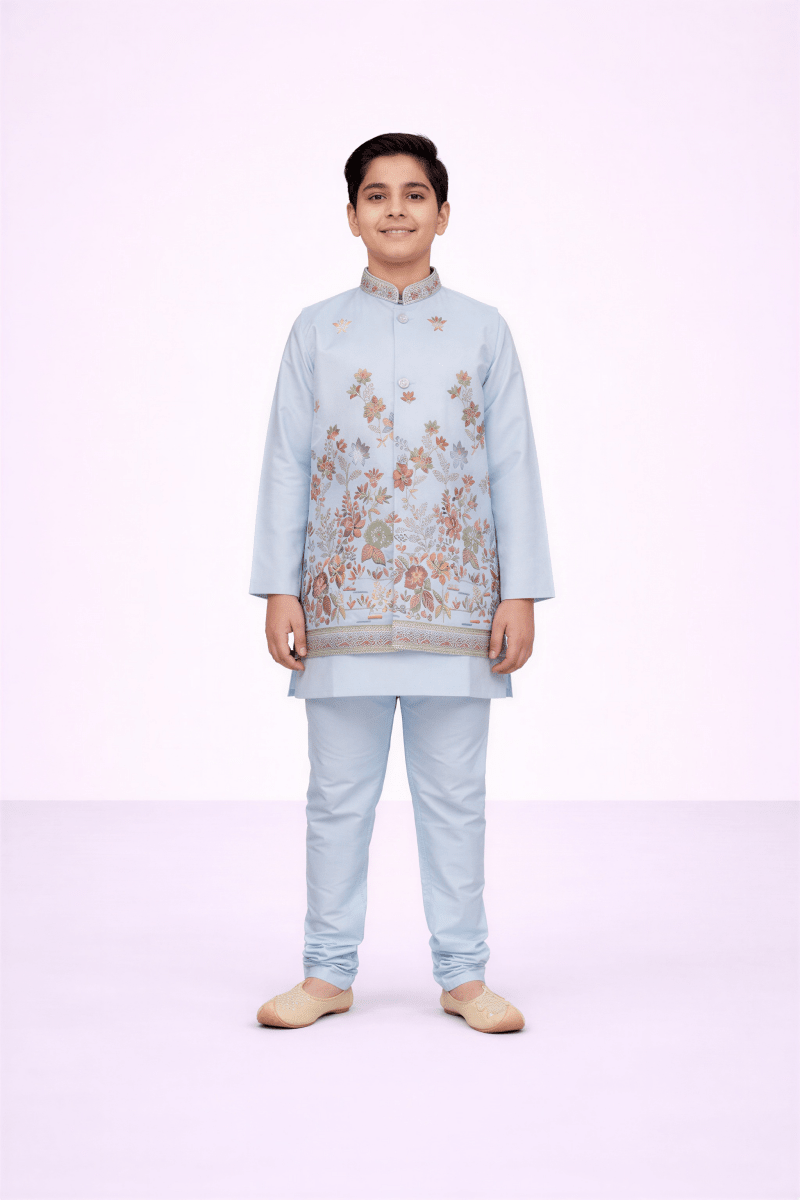 Powder Blue Meadow jacket suit - nemi kids wear