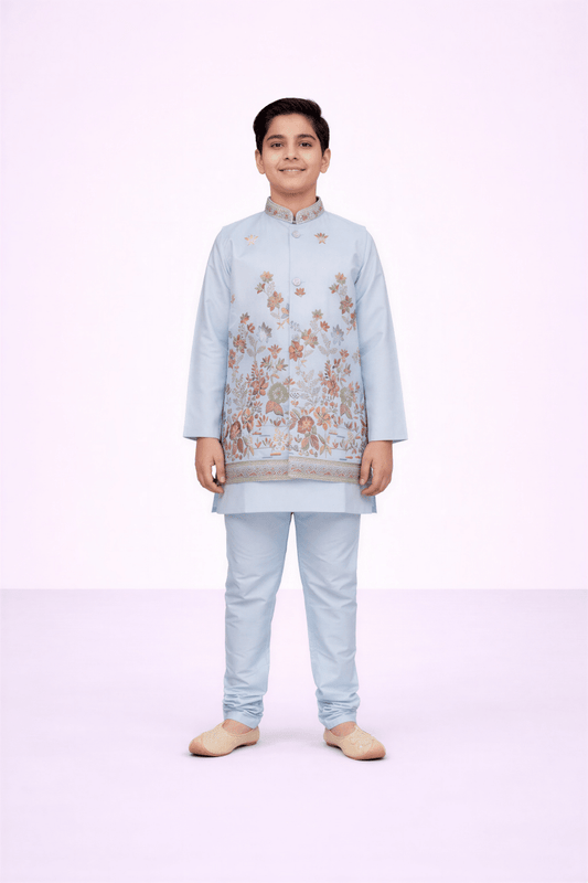 Powder Blue Meadow jacket suit - nemi kids wear