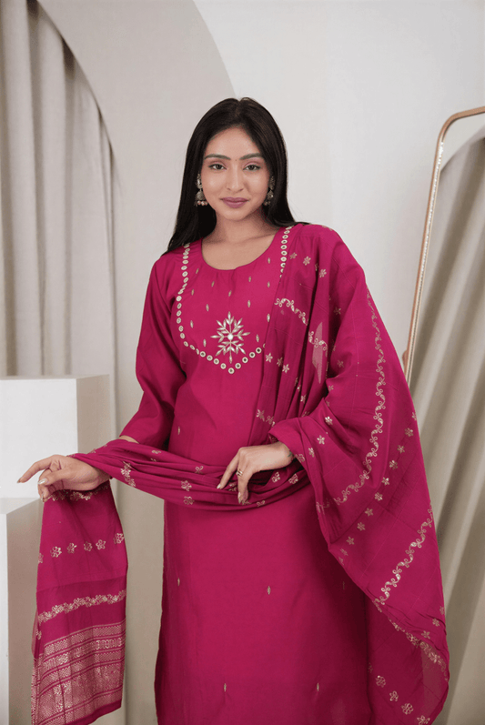 Scarlet Bloom Silk Blend Suit - nemi kids wear