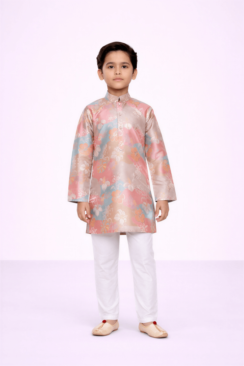 The "Aurelius" Floral Jacquard Kurta Set - nemi kids wear