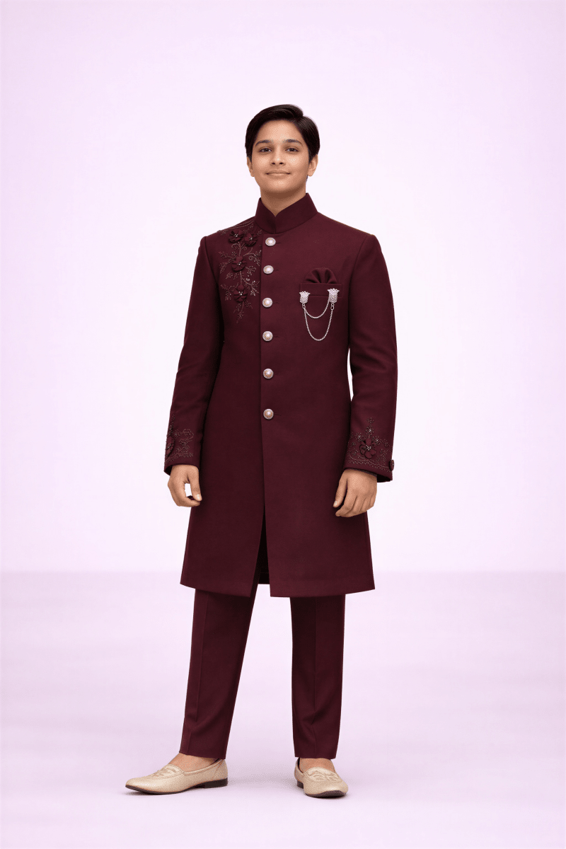 The Burgundy Monarch Jodhpuri Bandhgala - nemi kids wear