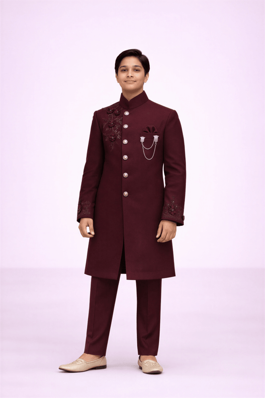 The Burgundy Monarch Jodhpuri Bandhgala - nemi kids wear