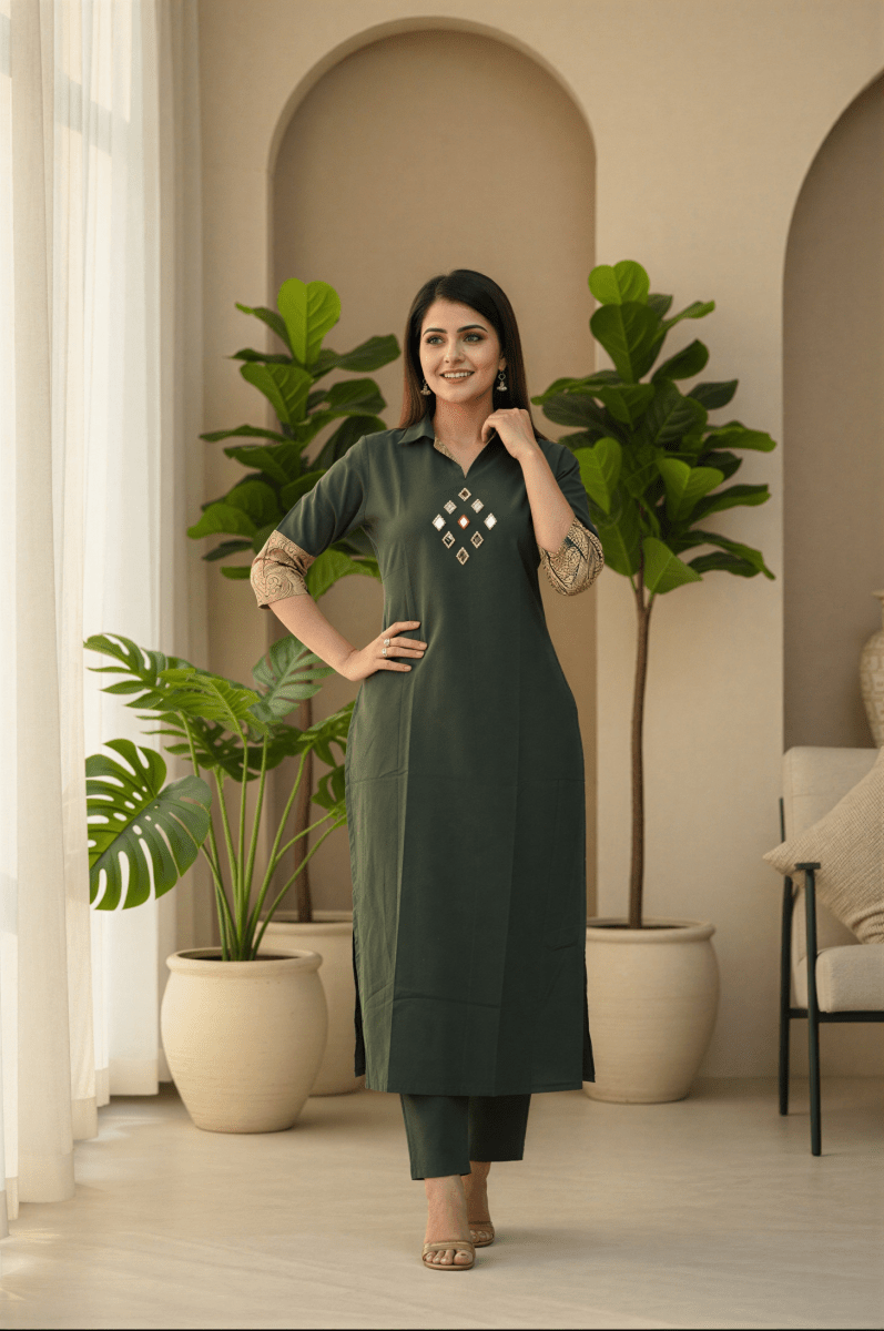 The Emerald Mirror A - Line Kurta - nemi kids wear
