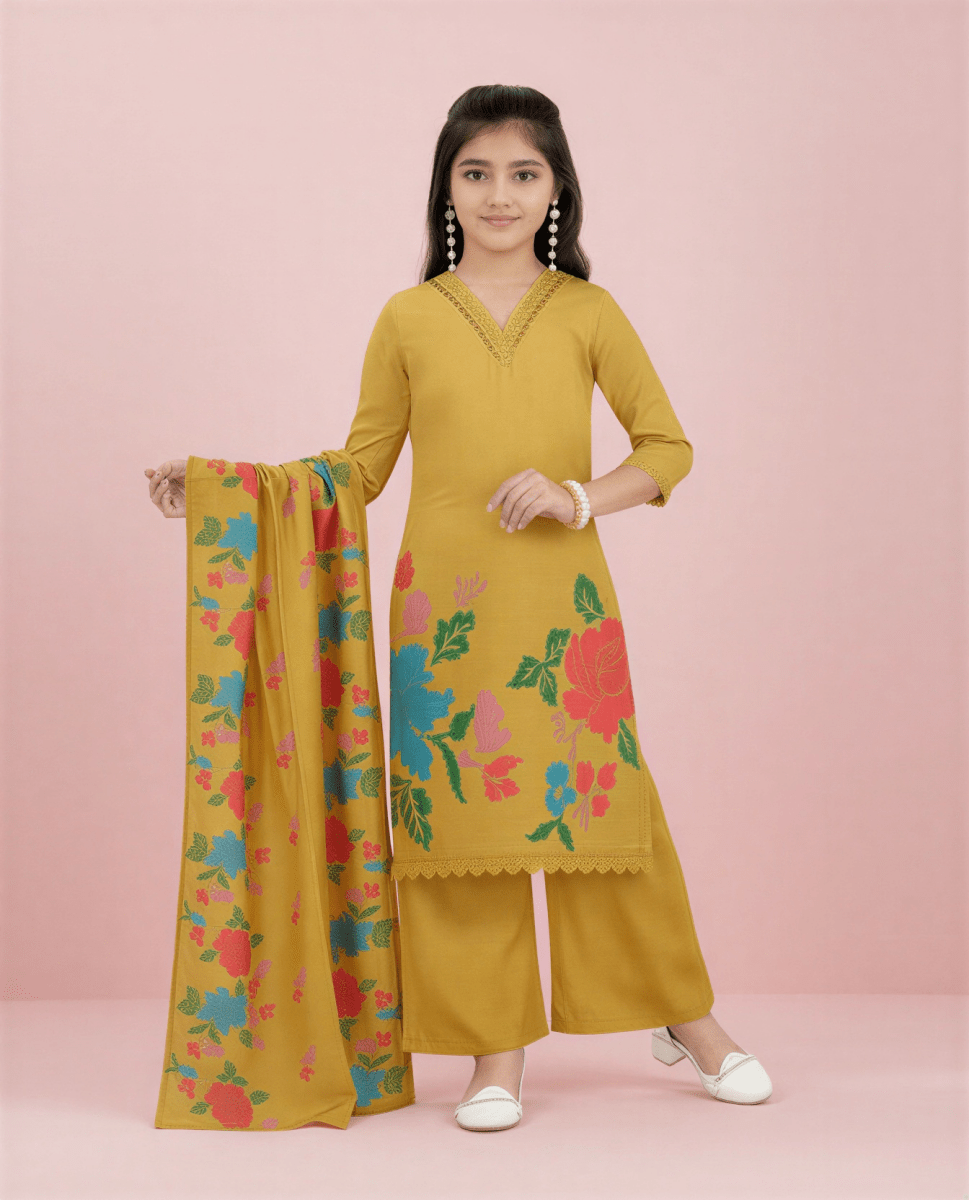 The "Golden Bloom" Floral Palazzo Set - nemi kids wear