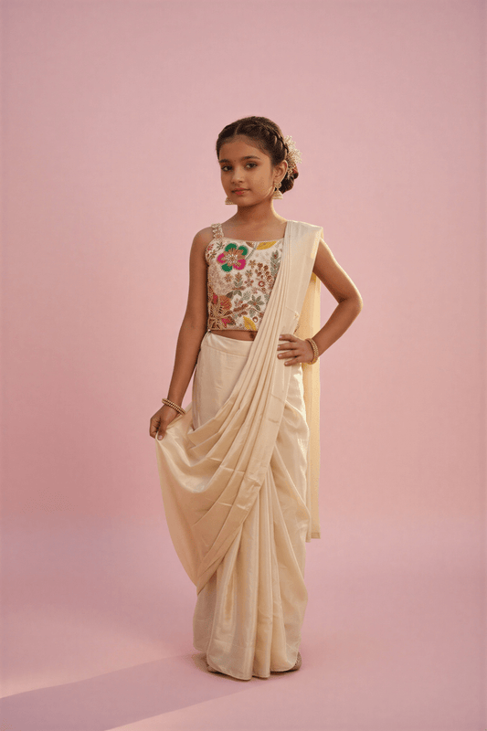 The Ivory Garden Pre - Draped Saree - nemi kids wear
