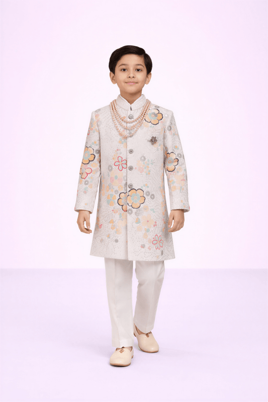 The Pearl Blossom Sherwani Set - nemi kids wear