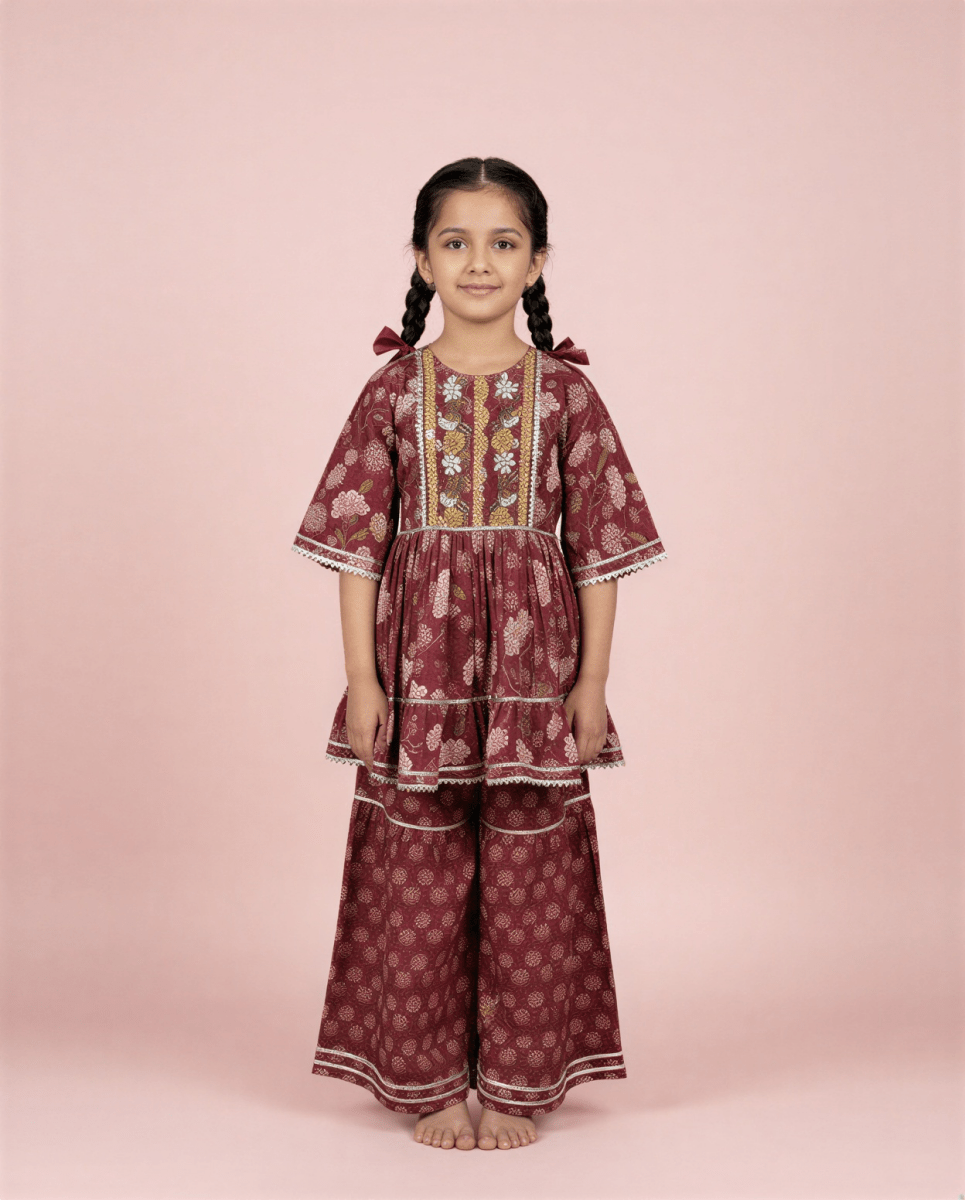 The Royal Mulberry Sharara Set - nemi kids wear
